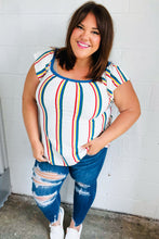 Load image into Gallery viewer, Along The Way Multicolor Striped Raglan Flutter Sleeve Top