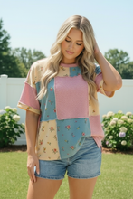 Load image into Gallery viewer, Patchwork Floral Waffle Knit Top