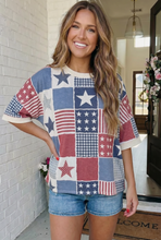 Load image into Gallery viewer, Stars and Stripes Patchwork Oversized Top
