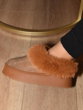 Load image into Gallery viewer, Embellished Faux Fur Platform Booties in Chestnut