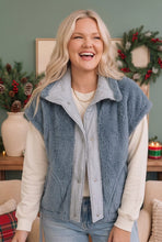 Load image into Gallery viewer, Snuggle Season Sherpa Vest in Slate