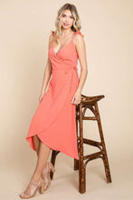 Load image into Gallery viewer, Ruffle Detail Surplice Wrap Slip Dress