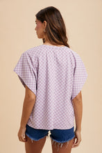 Load image into Gallery viewer, Checkered Round Neck Short Sleeve Top in Lavender