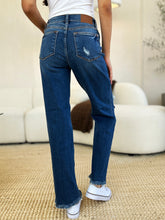 Load image into Gallery viewer, JUDY BLUE Mid Rise Distressed Raw Hem Jeans