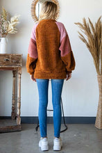 Load image into Gallery viewer, Color Block Faux Fur Raglan Sleeve Sweatshirt