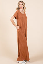 Load image into Gallery viewer, Ribbed Short Sleeve Wide Leg Jumpsuit
