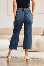 Load image into Gallery viewer, RFM "Chloe" Tummy Control High Waist Cropped Wide Leg Raw Hem Jeans in Dark Wash