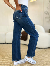 Load image into Gallery viewer, JUDY BLUE Mid Rise Distressed Raw Hem Jeans