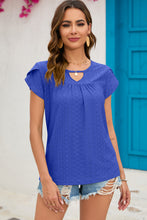 Load image into Gallery viewer, Eyelet Round Neck Short Sleeve Top  (multiple color options)
