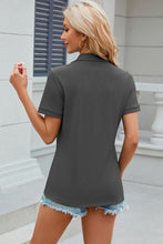 Load image into Gallery viewer, Half Zip Short Sleeve Top (multiple color options)

