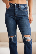 Load image into Gallery viewer, RFM "Dylan" Tummy Control Distressed High Waist Straight Leg Cropped Raw Hem Jeans