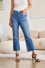 Load image into Gallery viewer, RFM "Chloe" Tummy Control High Waist Cropped Wide Leg Raw Hem Jeans in Blue Slate
