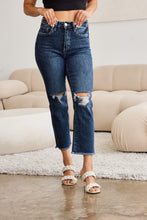 Load image into Gallery viewer, RFM "Dylan" Tummy Control Distressed High Waist Straight Leg Cropped Raw Hem Jeans