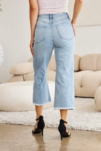 Load image into Gallery viewer, RFM "Chloe" Tummy Control High Waist Cropped Wide Leg Raw Hem Jeans Light Wash