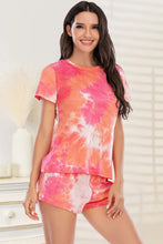 Load image into Gallery viewer, Tie-Dye Round Neck Short Sleeve Top and Shorts Lounge Set  (multiple color options)
