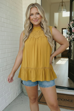 Load image into Gallery viewer, Golden Hour Lace Yoke Babydoll Top