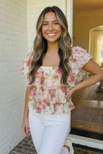 Load image into Gallery viewer, Ready with Ruffles Floral Mesh Top