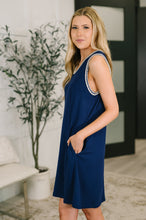 Load image into Gallery viewer, Airloom Trim Detail Mini Tank Dress in Navy