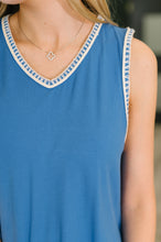 Load image into Gallery viewer, Airloom Trim Detail Mini Tank Dress in Ocean Blue