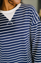 Load image into Gallery viewer, Almost Therapeutic Drop Shoulder Pullover in Navy