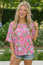 Load image into Gallery viewer, Colorful Leopard Print Waffle Knit Top in Pink