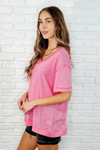 Load image into Gallery viewer, Basic Instinct Drop Shoulder V-Neck Tee in Pink