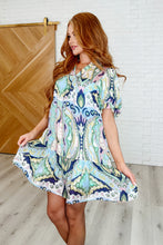 Load image into Gallery viewer, Boho Belle V-Neck Tiered Dress in Green Mix