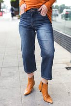 Load image into Gallery viewer, JUDY BLUE Dark Wash Mid Rise Cropped Wide Leg Jeans