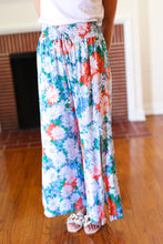 Load image into Gallery viewer, Vacay Vibes Smocked Waist Side Slit Palazzo Pants in Green Floral
