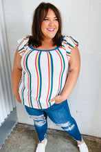 Load image into Gallery viewer, Along The Way Multicolor Striped Raglan Flutter Sleeve Top