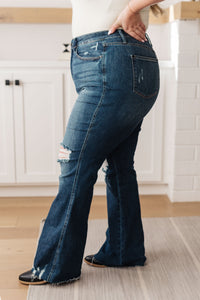 Cassandra High Rise Control Top Distressed Flare Jeans by Judy Blue