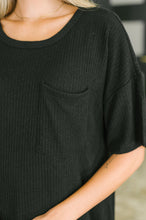 Load image into Gallery viewer, Casual Curtsy Relaxed T-Shirt Dress in Black