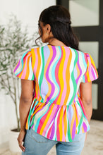 Load image into Gallery viewer, Chromatide Puff Sleeve Blouse in Mint/Orange