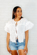 Load image into Gallery viewer, Classy As Heck Eyelet Front Tie Top in Off White