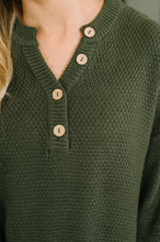 Load image into Gallery viewer, Come Together Henley Casual Top in Dark Olive