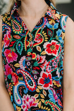 Load image into Gallery viewer, Coral Sands Collared Tank Dress in Dark Floral Paisley
