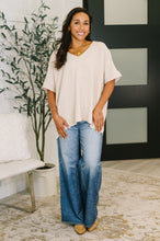 Load image into Gallery viewer, Counter Part Crinkle Woven V-Neck Top in Sand Beige