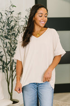 Load image into Gallery viewer, Counter Part Crinkle Woven V-Neck Top in Sand Beige