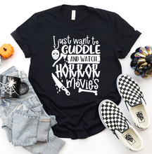 Load image into Gallery viewer, I Just Want To Cuddle and Watch Horror Movies Graphic T-Shirt