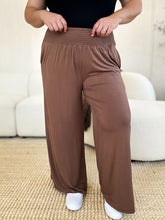 Load image into Gallery viewer, Keep It Simple Smocked Wide Waistband Wide Leg Pants (multiple color options)