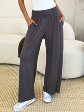Load image into Gallery viewer, Keep It Simple Smocked Wide Waistband Wide Leg Pants (multiple color options)