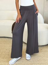 Load image into Gallery viewer, Keep It Simple Smocked Wide Waistband Wide Leg Pants (multiple color options)