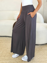 Load image into Gallery viewer, Keep It Simple Smocked Wide Waistband Wide Leg Pants (multiple color options)