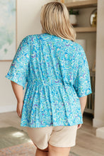 Load image into Gallery viewer, Dreamer Peplum Top in Blue and Teal Paisley