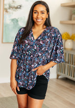 Load image into Gallery viewer, Dreamer Top in Black and Periwinkle Paisley
