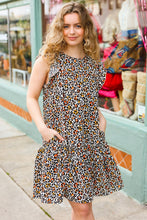 Load image into Gallery viewer, Feeling Bold Taupe Leopard Print Tiered Ruffle Sleeve Woven Dress