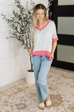 Load image into Gallery viewer, Dressed to Chill V-Neck Top in Heather/Grey/Ivory/Pink