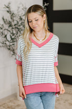 Load image into Gallery viewer, Dressed to Chill V-Neck Top in Heather/Grey/Ivory/Pink