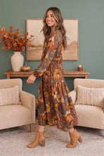 Load image into Gallery viewer, Harvest Bloom Tiered Midi Dress