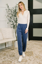 Load image into Gallery viewer, Every Second, Every Hour Jogger Bottoms in Blue Indigo